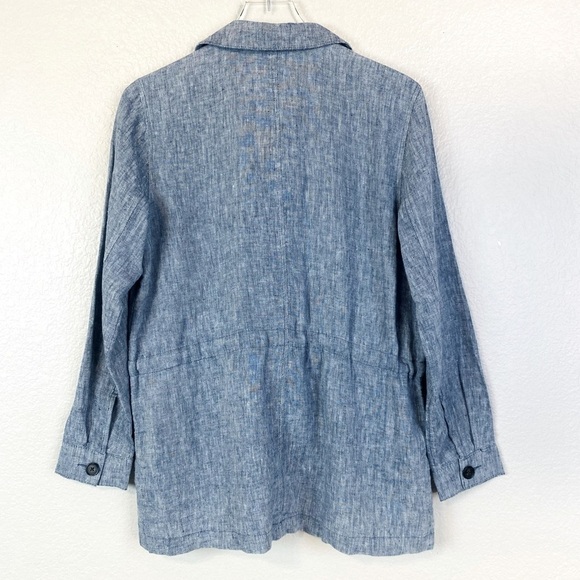 Lands’ End Linen Denim Blue Utility Jacket Size S 6-8 - Picture 2 of 6